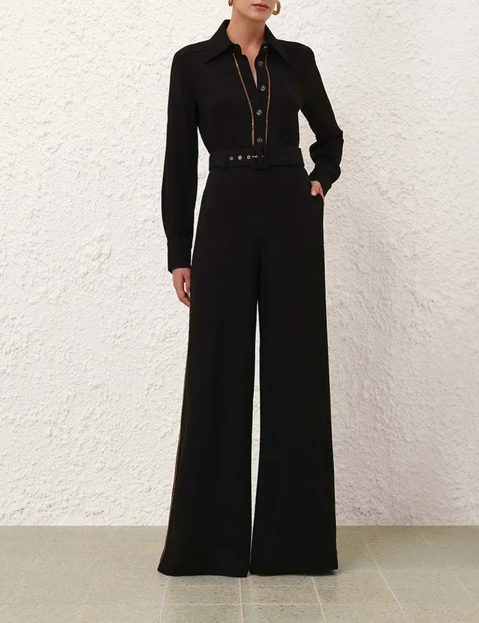 Women Zimmermann Shorts and Pants Belted Chain Pant Black