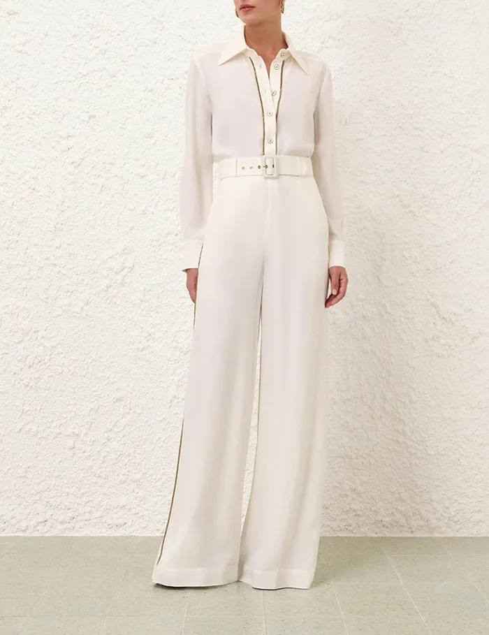 Women Zimmermann Shorts and Pants Belted Chain Pant Cream