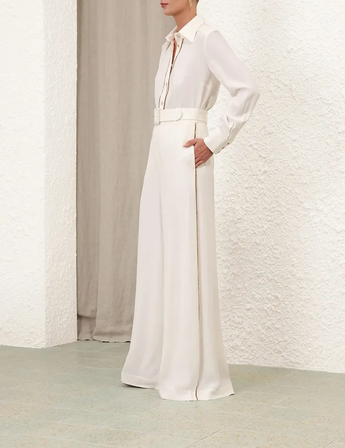 Women Zimmermann Shorts and Pants Belted Chain Pant Cream