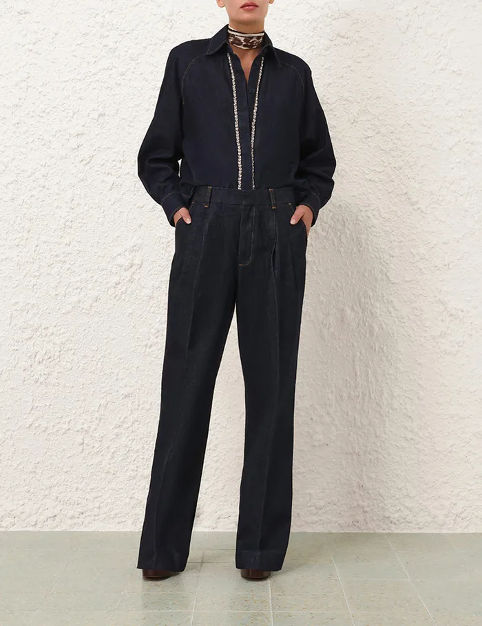 Women Zimmermann Shorts and Pants Illustration Denim Pant Night Sky