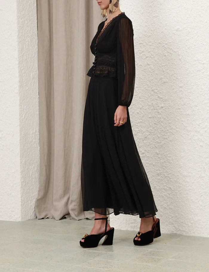 Women Zimmermann Shorts and Pants Illustration Flare Culotte Black