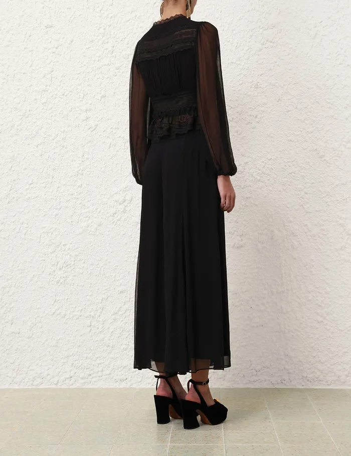 Women Zimmermann Shorts and Pants Illustration Flare Culotte Black