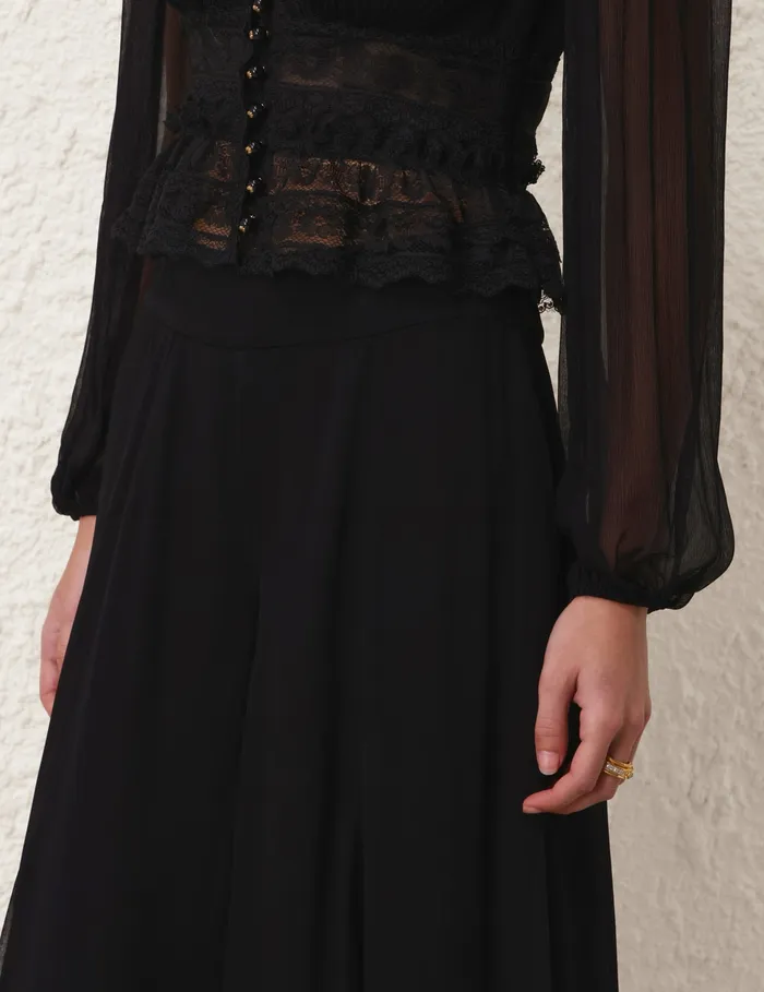 Women Zimmermann Shorts and Pants Illustration Flare Culotte Black