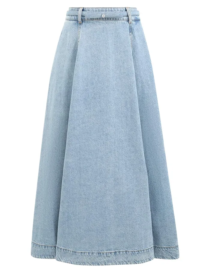 Women Zimmermann Skirts Crush Denim Full Midi Skirt Blue Moon