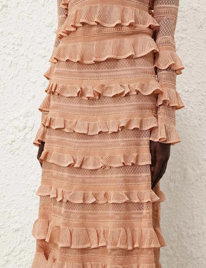 Women Zimmermann Skirts Illustration Frilled Skirt Champagne
