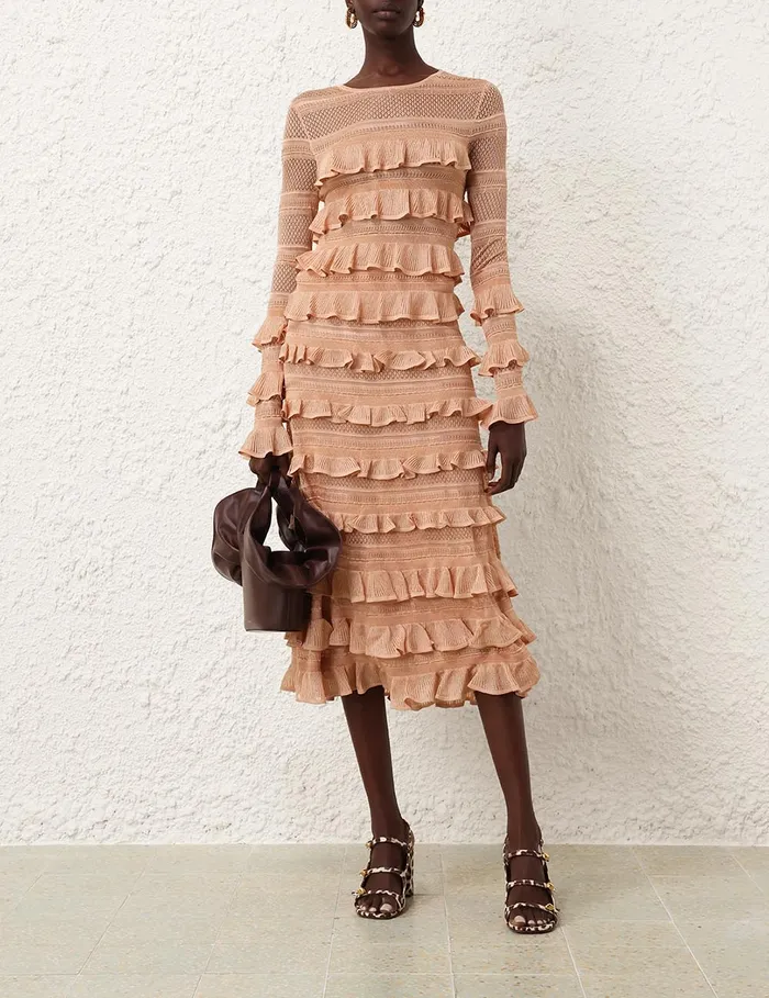 Women Zimmermann Skirts Illustration Frilled Skirt Champagne