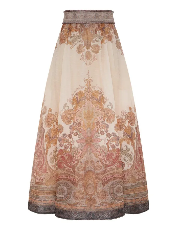 Women Zimmermann Skirts Illustration Midi Skirt Cream Paisley