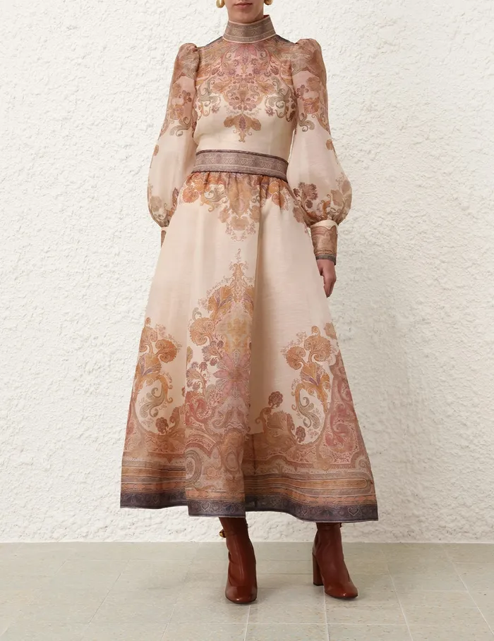 Women Zimmermann Skirts Illustration Midi Skirt Cream Paisley