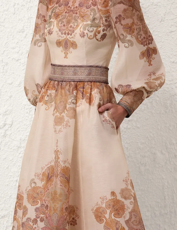 Women Zimmermann Skirts Illustration Midi Skirt Cream Paisley