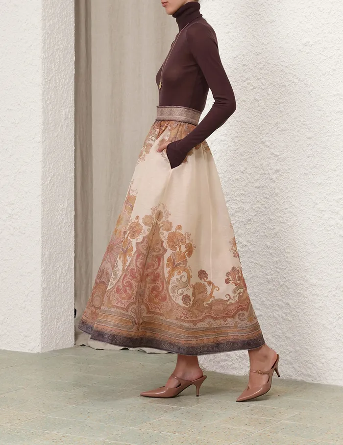 Women Zimmermann Skirts Illustration Midi Skirt Cream Paisley