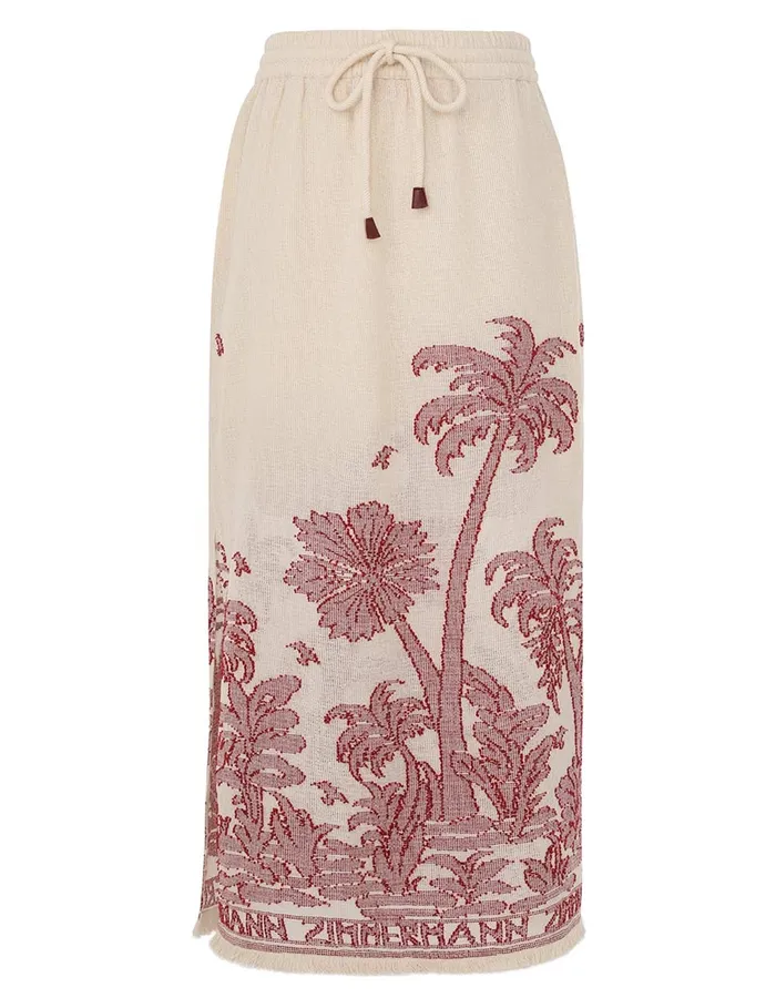 Women Zimmermann Skirts Ottie Palm Draw Waist Skirt Creamred