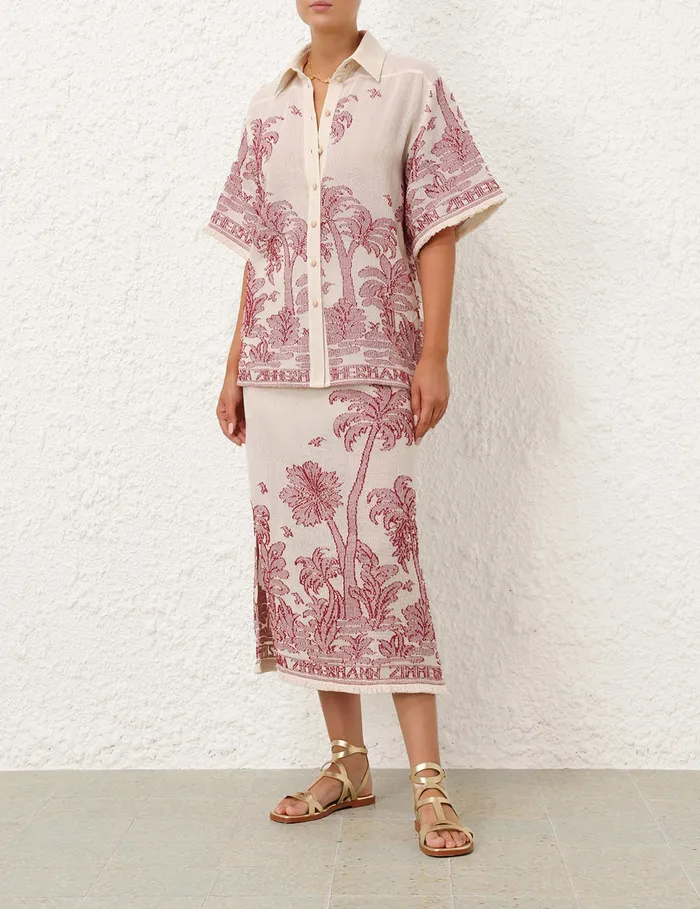 Women Zimmermann Skirts Ottie Palm Draw Waist Skirt Creamred