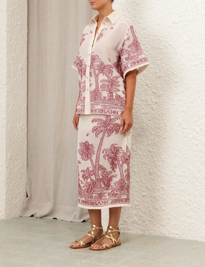 Women Zimmermann Skirts Ottie Palm Draw Waist Skirt Creamred