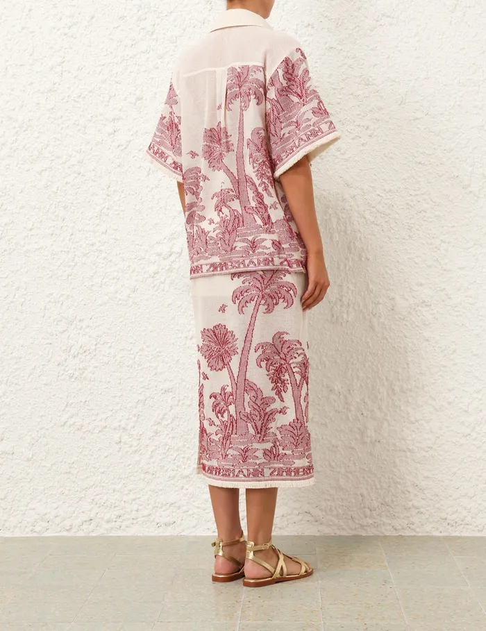 Women Zimmermann Skirts Ottie Palm Draw Waist Skirt Creamred