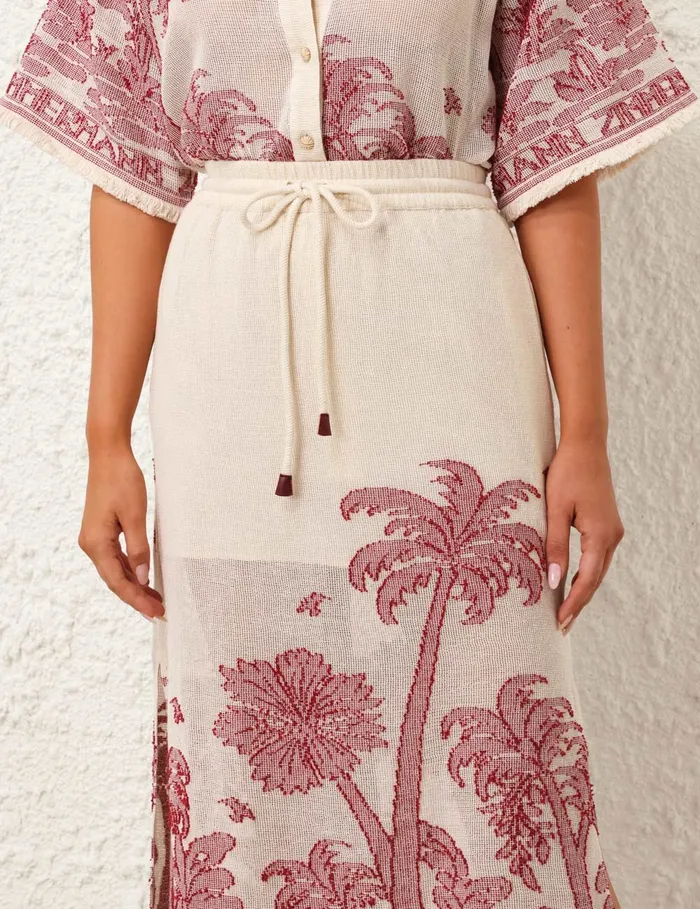 Women Zimmermann Skirts Ottie Palm Draw Waist Skirt Creamred