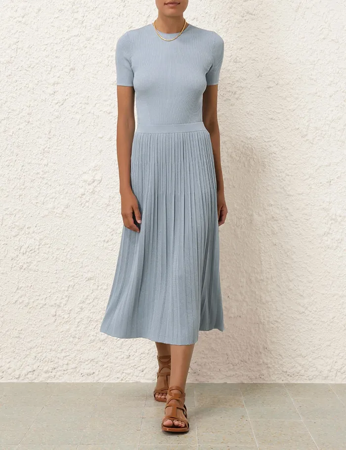 Women Zimmermann Skirts Waverly Rib Midi Skirt Blue Lurex