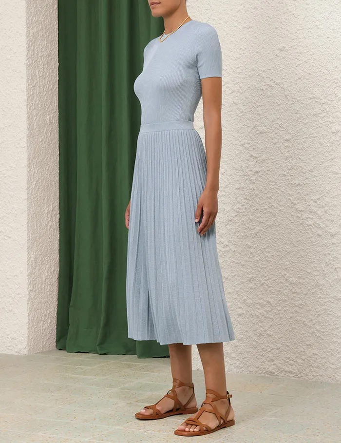 Women Zimmermann Skirts Waverly Rib Midi Skirt Blue Lurex