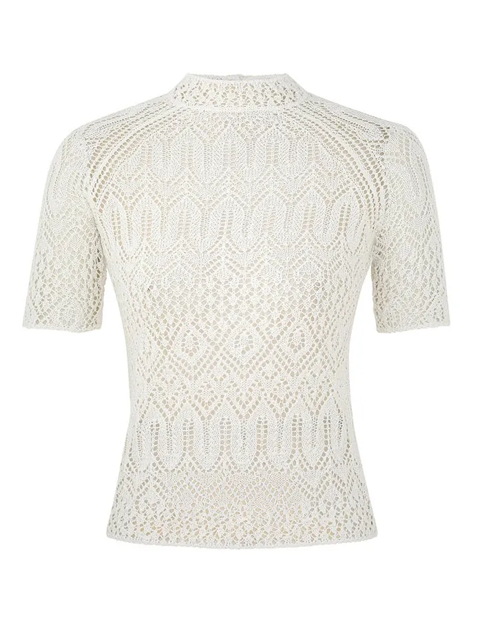 Women Zimmermann Tops Acacia Lace Knit Tee Ivory
