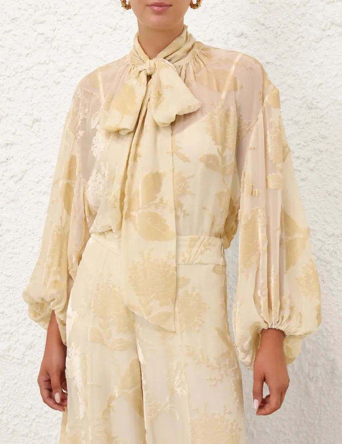 Women Zimmermann Tops Burnout Blouse Cream