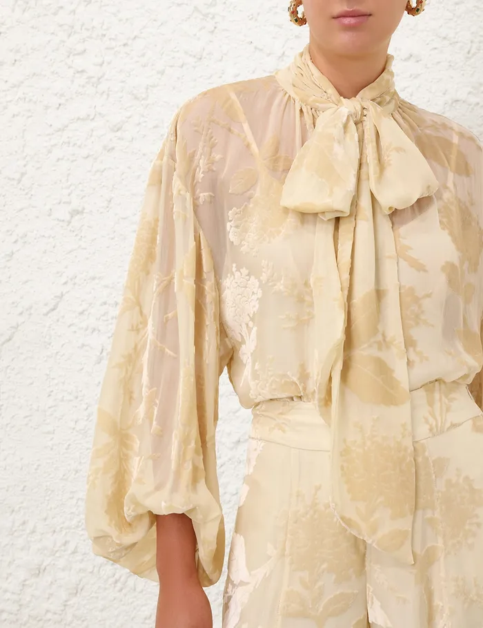 Women Zimmermann Tops Burnout Blouse Cream