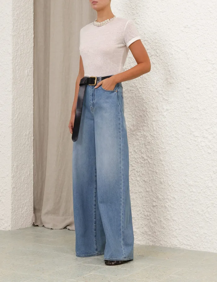 Women Zimmermann Tops Crush Embellished Tee Ivory