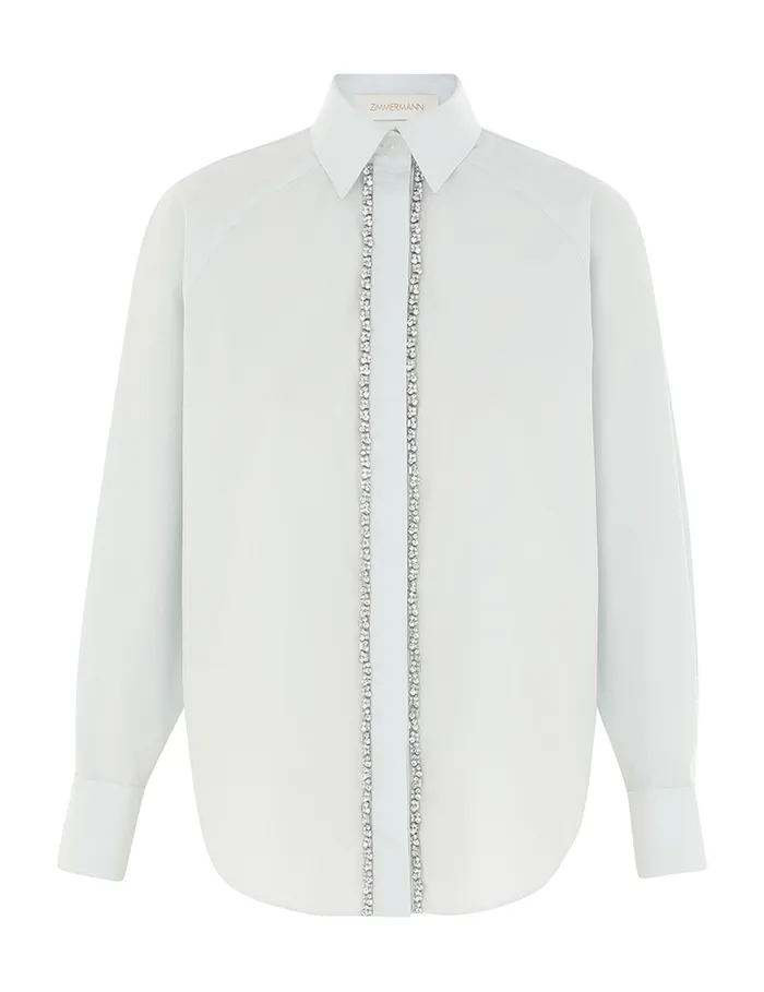Women Zimmermann Tops Illustration Embellished Shirt Mint