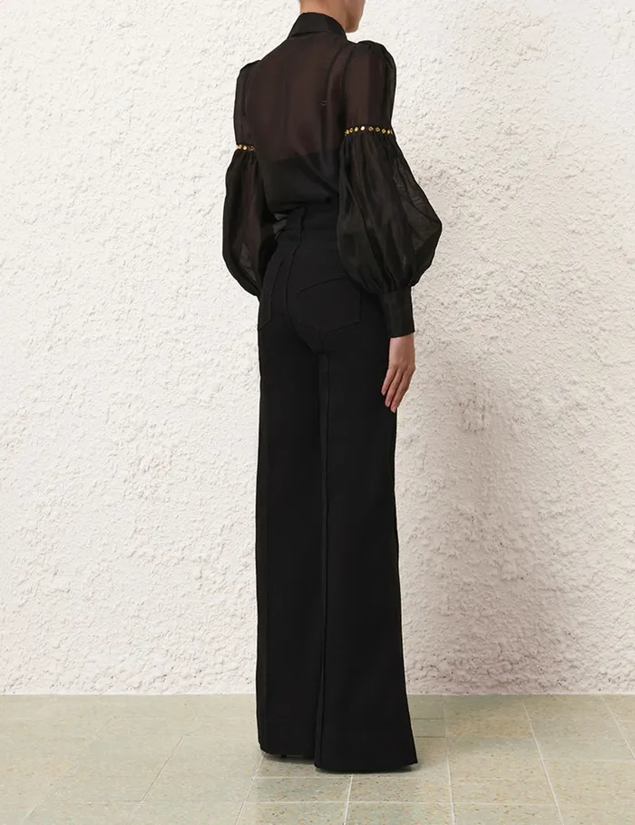Women Zimmermann Tops Illustration Mirror Blouse Black