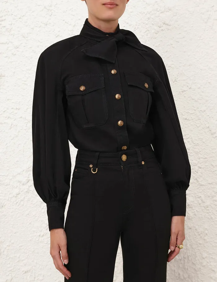 Women Zimmermann Tops Illustration Raglan Shirt Onyx