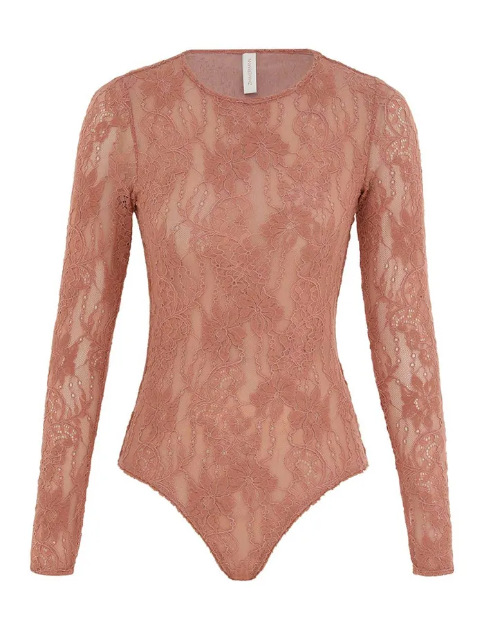 Women Zimmermann Tops Lace Bodysuit Blush