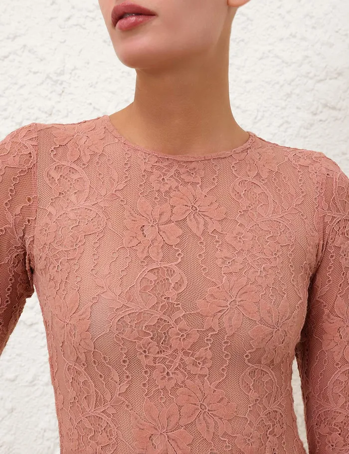 Women Zimmermann Tops Lace Bodysuit Blush