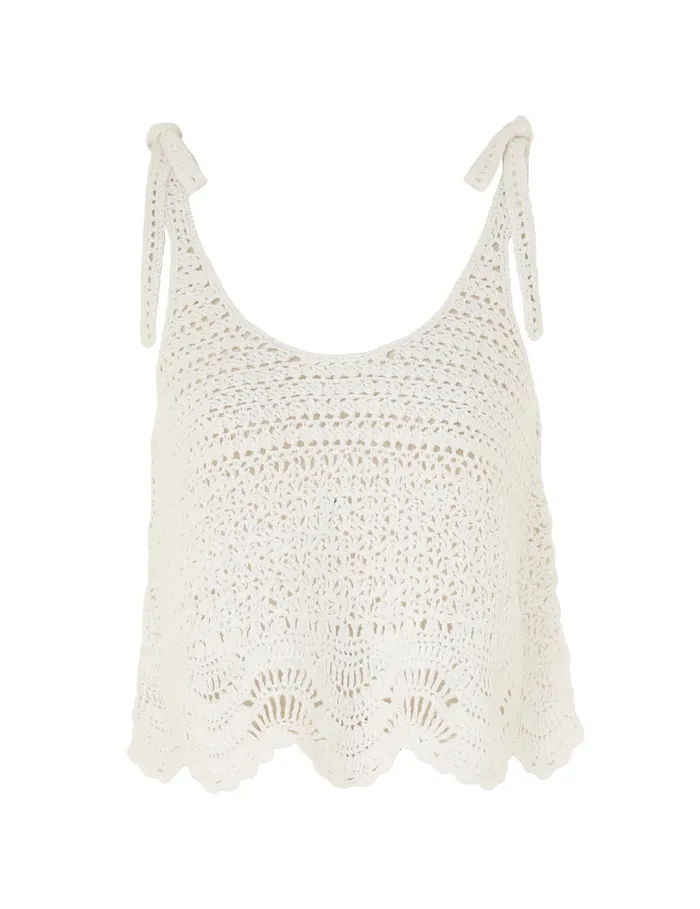 Women Zimmermann Tops Lightburst Textured Swing Tank Ivory