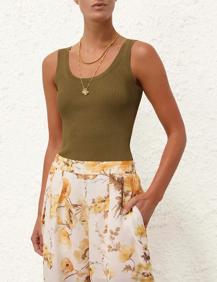 Women Zimmermann Tops Ottie Scoop Neck Tank Olive