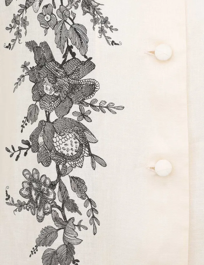 Women Zimmermann Tops Short Sleeve Shirt Cream Floral