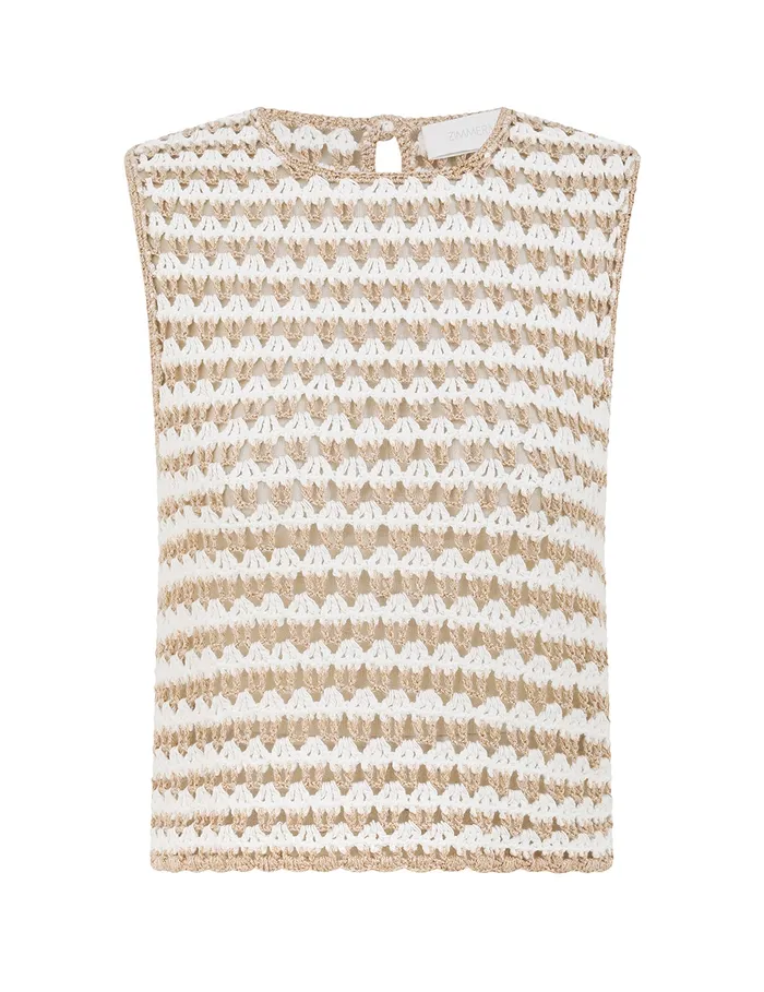 Women Zimmermann Tops Tallow Crochet Tank Top Ivorygold