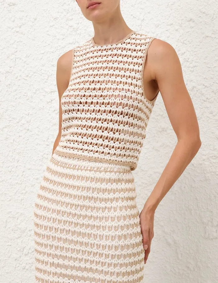 Women Zimmermann Tops Tallow Crochet Tank Top Ivorygold