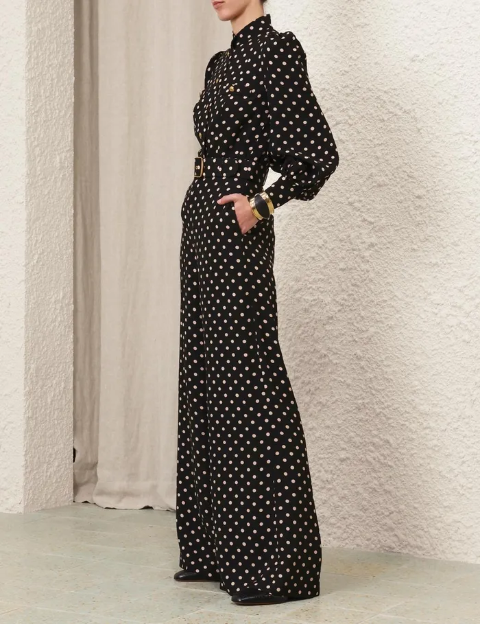 Women Zimmermann Tops Utility Blouse Blackcream Dot