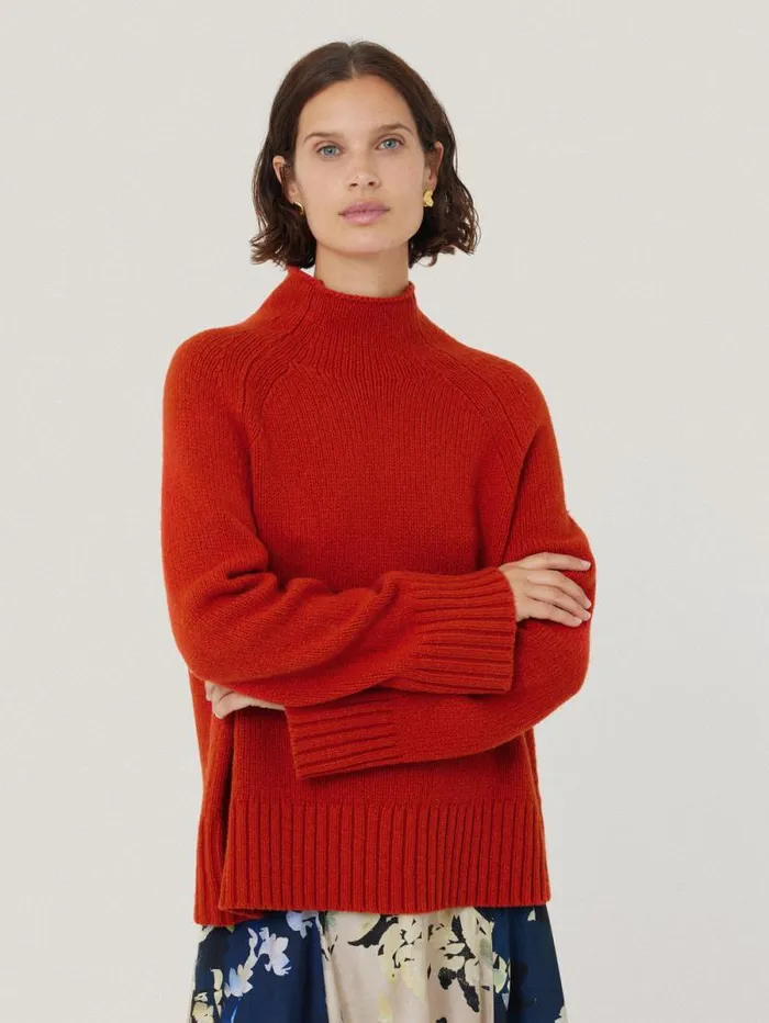 Wool Blend Snowdon Jumper Orange Women Jigsaw Knitwear and Cashmere
