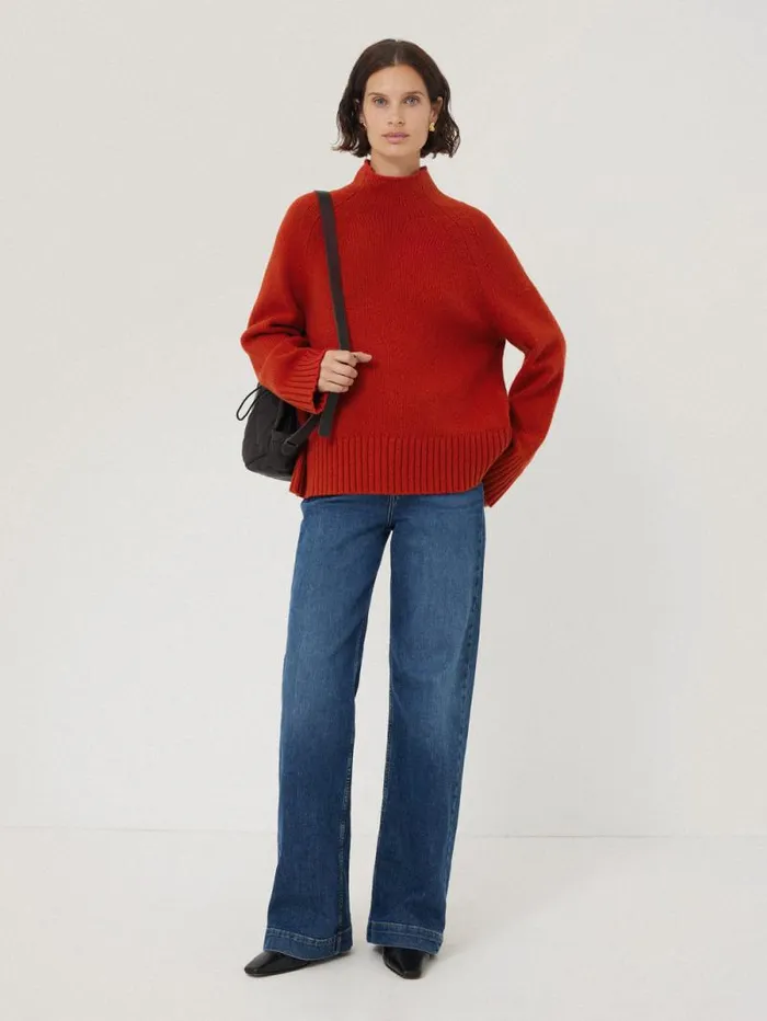 Wool Blend Snowdon Jumper Orange Women Jigsaw Knitwear and Cashmere