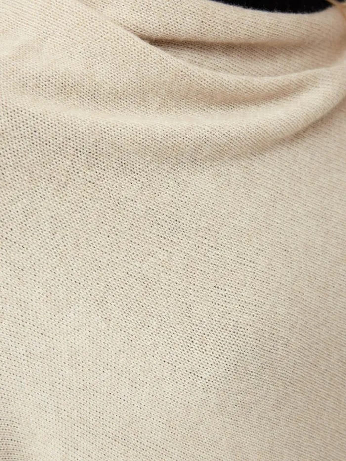 Wool Cashmere Blend Border Poncho Cream Women Jigsaw Ponchos and Scarves