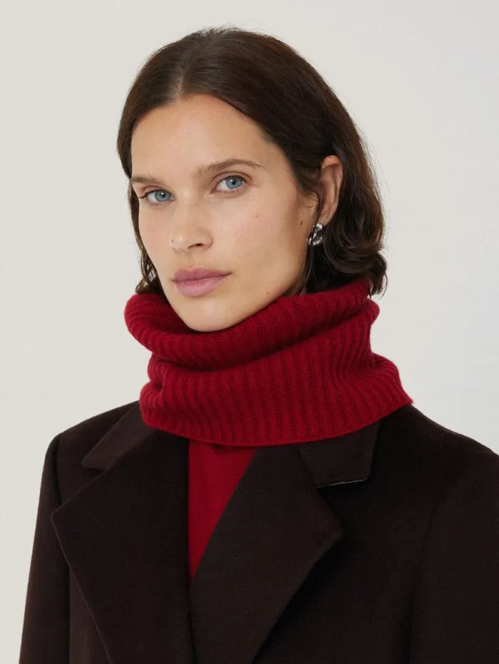 Wool Cashmere Blend Snood Red Women Jigsaw Knitwear and Cashmere