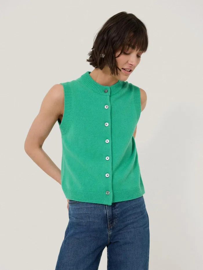 Wool Cashmere Blend Waistcoat Green Women Jigsaw Knitwear and Cashmere