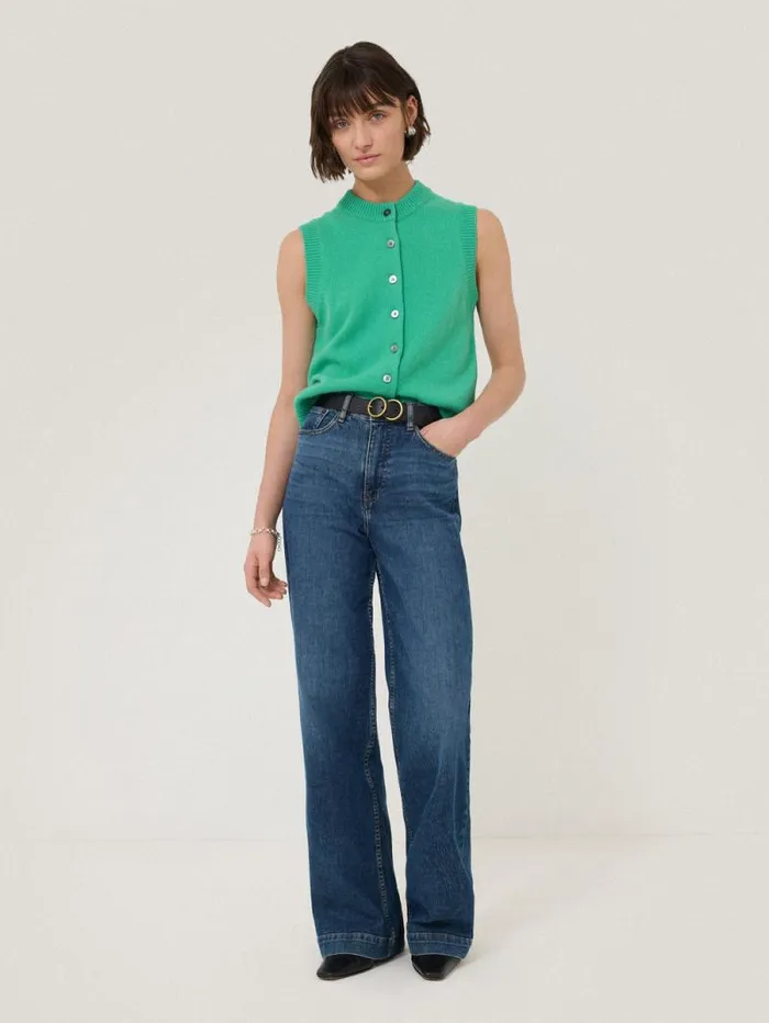 Wool Cashmere Blend Waistcoat Green Women Jigsaw Knitwear and Cashmere
