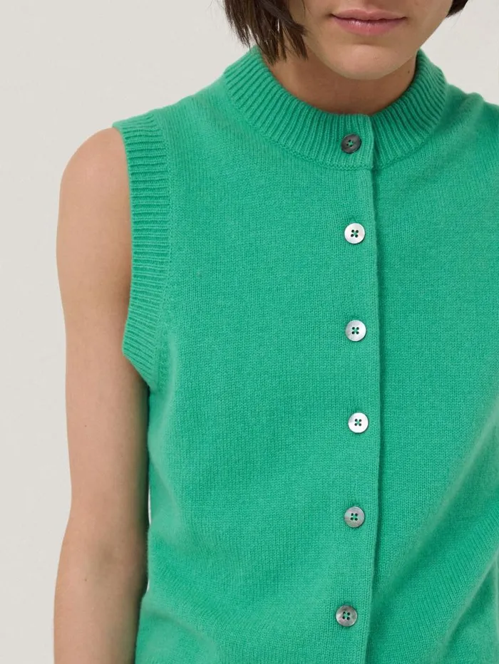 Wool Cashmere Blend Waistcoat Green Women Jigsaw Knitwear and Cashmere