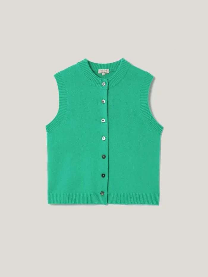 Wool Cashmere Blend Waistcoat Green Women Jigsaw Knitwear and Cashmere