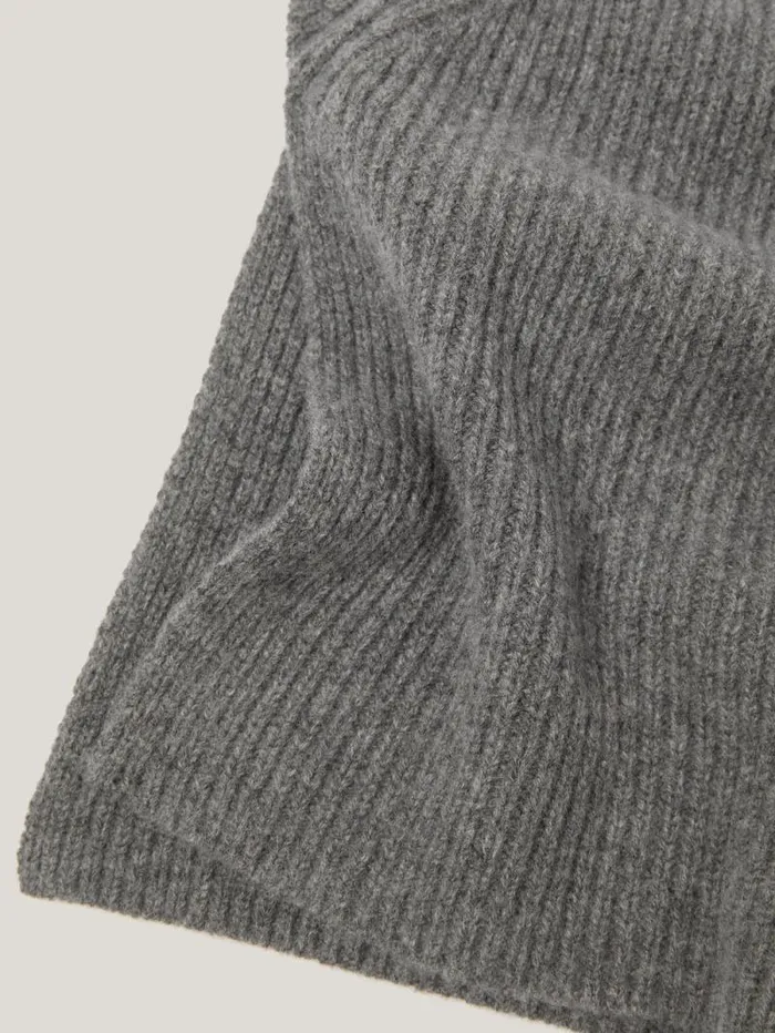 Wool Cashmere Roll Neck Bib Grey Women Jigsaw Ponchos and Scarves