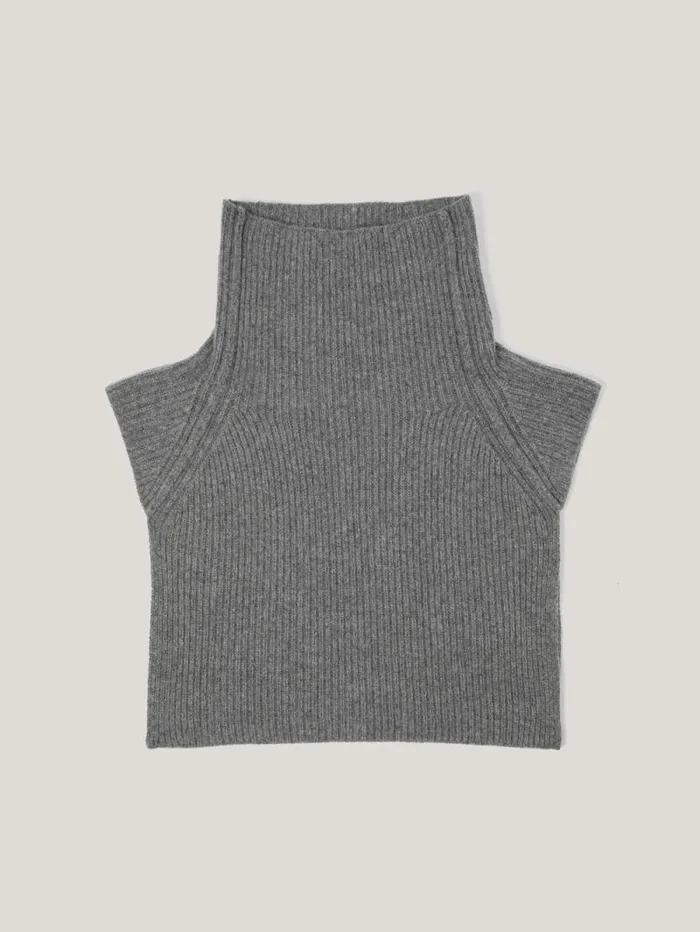 Wool Cashmere Roll Neck Bib Grey Women Jigsaw Ponchos and Scarves