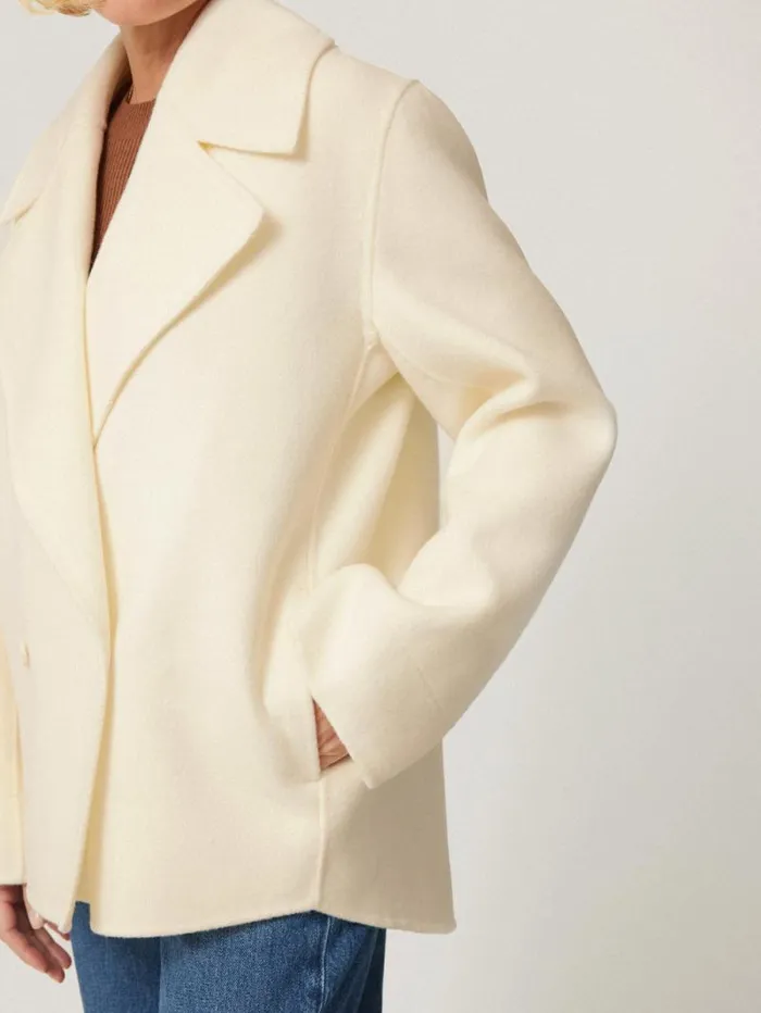 Wool Double Faced Short Coat Ivory Women Jigsaw Coats and Jackets