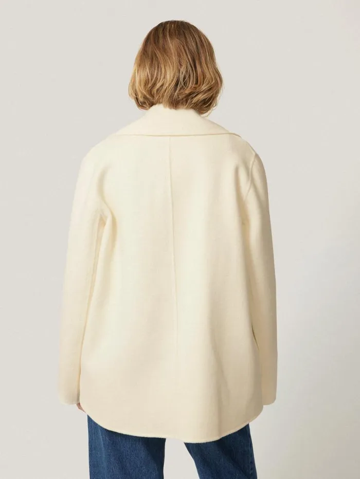 Wool Double Faced Short Coat Ivory Women Jigsaw Coats and Jackets