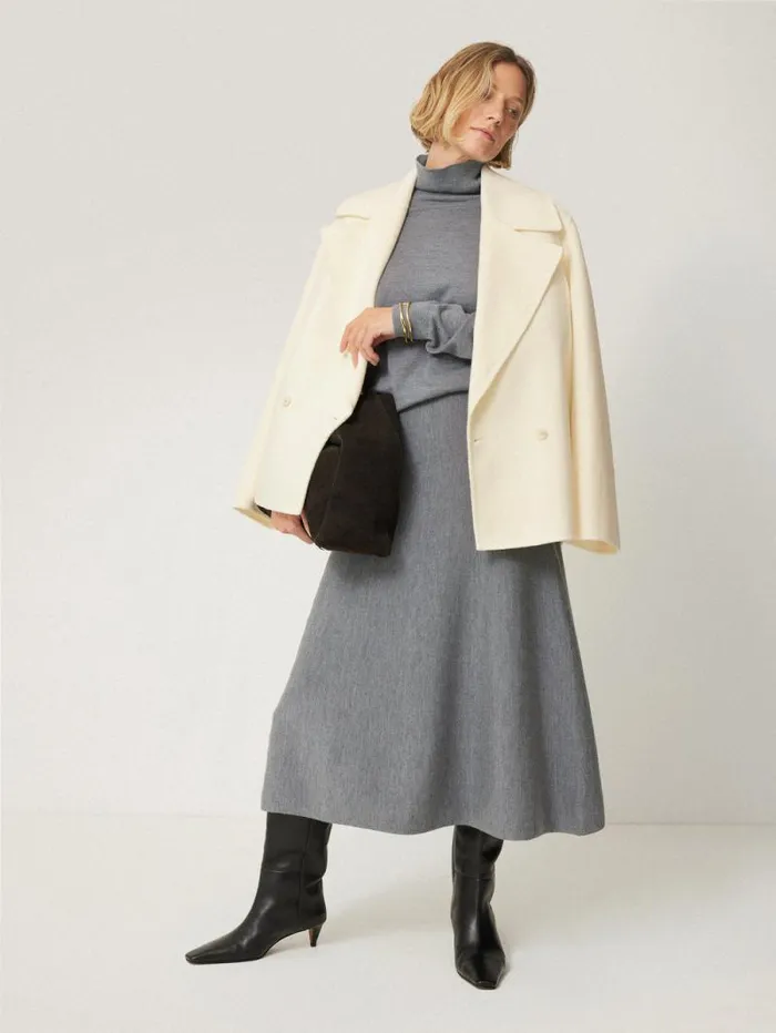 Wool Double Faced Short Coat Ivory Women Jigsaw Coats and Jackets