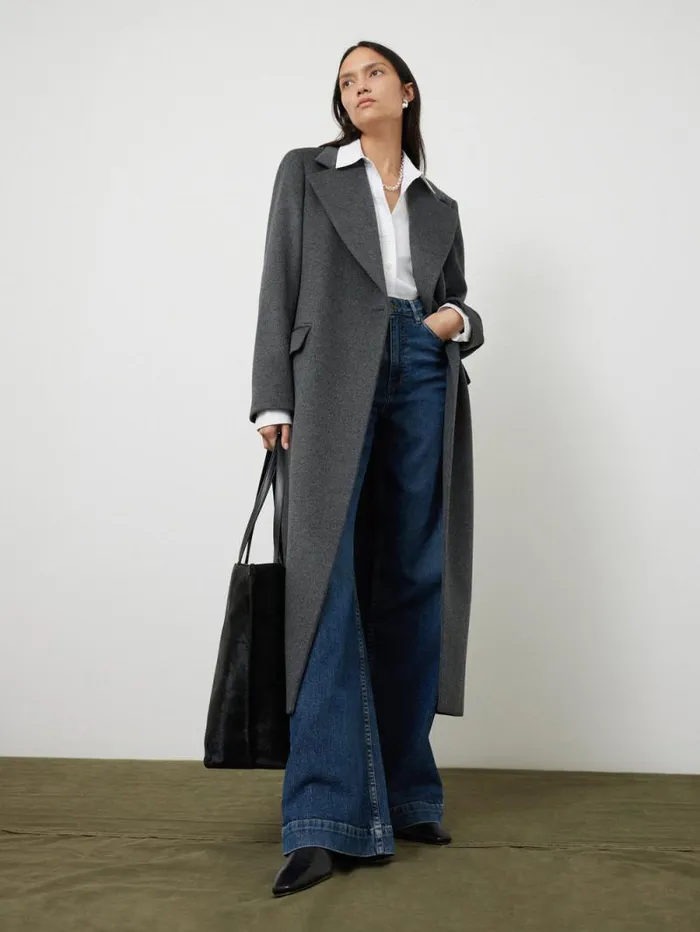 Wool Maxi City Coat Charcoal Women Jigsaw Coats and Jackets